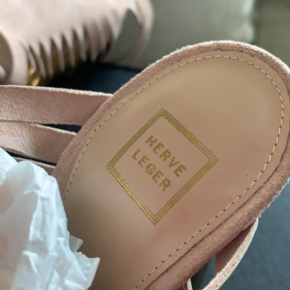 Herve Leger Abrielle Suede leather heels Shoes /New with box - Picture 4 of 11